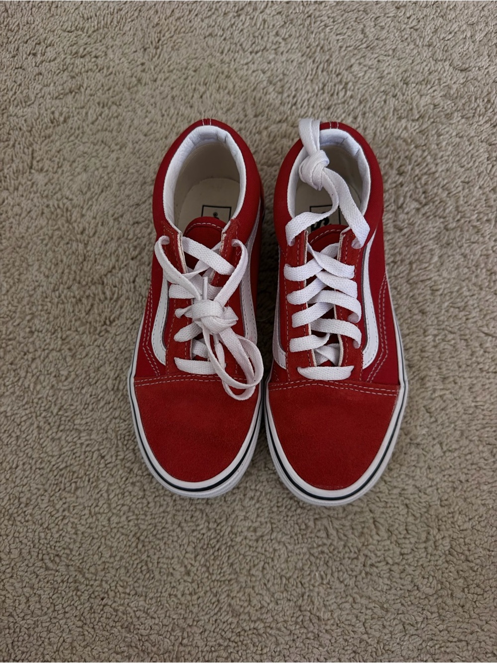 Vans Kids Red and White Low-Top Skate Sneakers